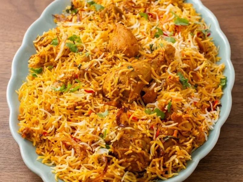Chicken biryani at Chutney Express Pakistani restaurant in Edmonton